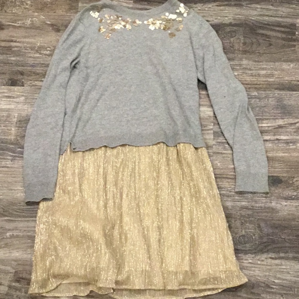 Girls golden and grey dress